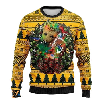 Ugly Christmas Sweater Green-Bay-Packers, Graphic Tree Dark Green/Yellow