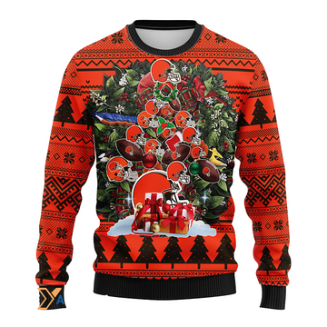 Ugly Christmas Sweater Cleveland-Browns, Tree Brown/Orange