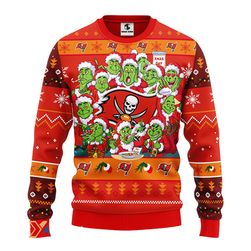 Ugly Christmas Sweater Tampa-Bay-Buccaneers, 12 Grinch Red/Orange