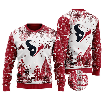 Ugly Christmas Sweater Houston-Texans, H-Town White/Red