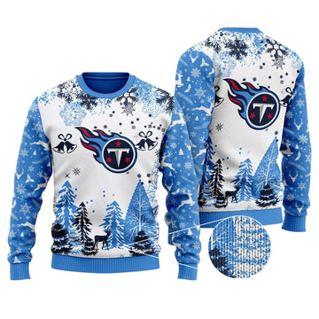 Ugly Christmas Sweater Tennessee-Titans, Tennessee-Titans Up Grinch Christmas Snowflakes Pine Tree White Navy