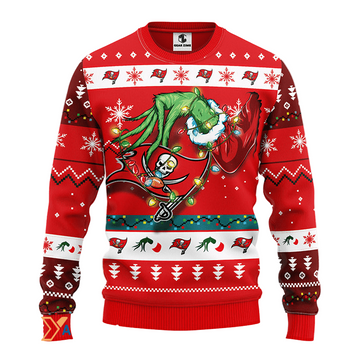 Ugly Christmas Sweater Tampa-Bay-Buccaneers, Grinch Red/White