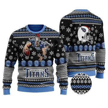 Ugly Christmas Sweater Tennessee-Titans, Titan Up! Navy Blue/Black