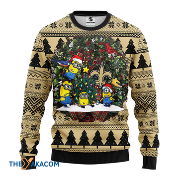Ugly Christmas Sweater New-Orleans-Saints, Minion Black/Beige
