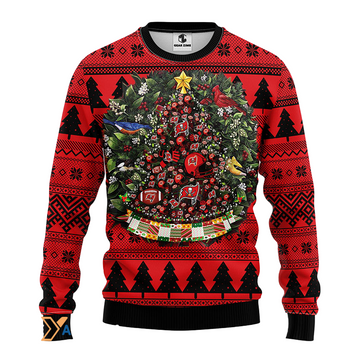 Ugly Christmas Sweater Tampa-Bay-Buccaneers, Tree Ball Christmas Red/Black