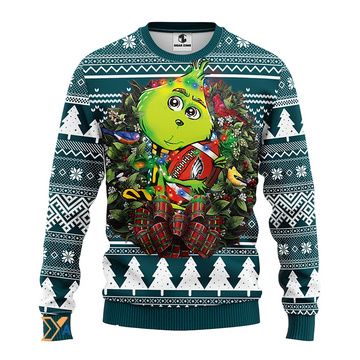 Ugly Christmas Sweater Philadelphia-Eagles, Grinch Green/White