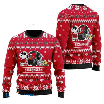 Ugly Christmas Sweater Tampa-Bay-Buccaneers, Graphic Dog Red/White