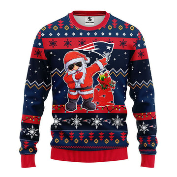 New England Patriots Dabbing Santa Claus Ugly Christmas Sweater BGSWT174