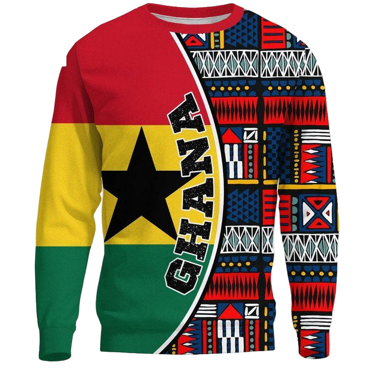 Ghana Sweater ? Flag Kente Pattern Special A25 ? Usalast
