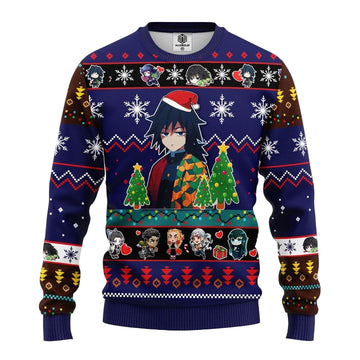 Giyu Tomioka Christmas Demon Slayer Anime Ugly Christmas Sweater Blue 1 Amazing Gift Idea Thanksgiving Gift ? Usalast