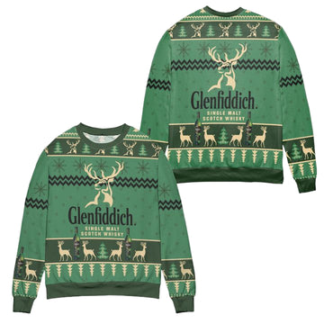 Glenfiddich Single Malt Scotch Whisky Christmas Pattern Ugly Christmas Sweater ? Usalast