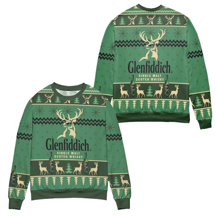 Glenfiddich Single Malt Scotch Whisky Christmas Pattern Ugly Christmas Sweater ? Usalast