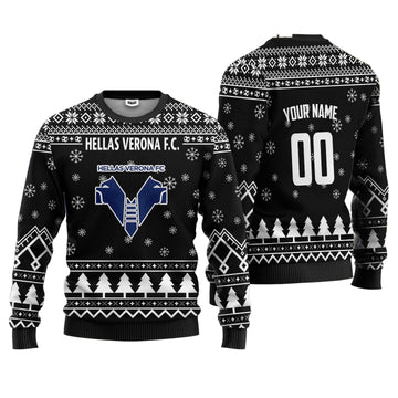 Hellas Verona FC Personalized Ugly Christmas Sweater Black Version ? Usalast