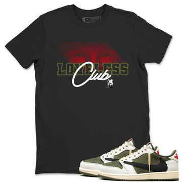 Loveless Club Sneaker Tees - Air Jordan 1 Travis Scott Medium Olive