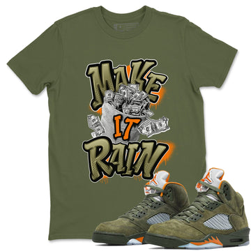 Make It Rain Money Sneaker Tees - Air Jordan 5 Olive