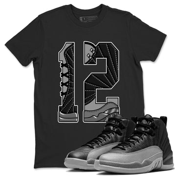 Number 12 Sneaker Tees - Air Jordan 12 Black Wolf Grey