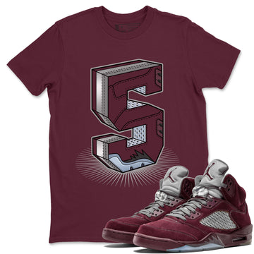 Number Statue Unisex Tops - Air Jordan 5 Burgundy