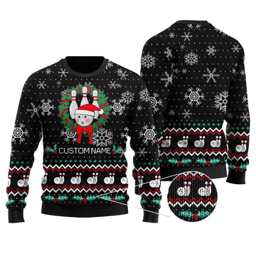 Personalized Bowling Christmas Snowflakes Image Noel Pattern Ugly Christmas Sweater ? Usalast