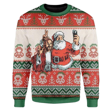 Santa And Jesus Christmas Personalized Unisex 3D Ugly Sweater ? Usalast