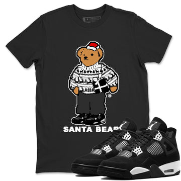 Santa Bear Sneaker Tees - Air Jordan 4 White Thunder