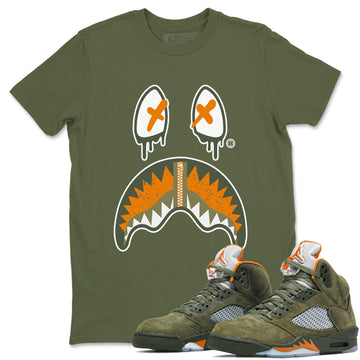 Shark Face Sneaker Tees - Air Jordan 5 Olive