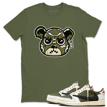 Sneaker Bear Face Sneaker Tees - Air Jordan 1 Travis Scott Medium Olive
