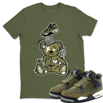 Surprise Teddy Bear Sneaker Tee - Air Jordan 4 Medium Olive