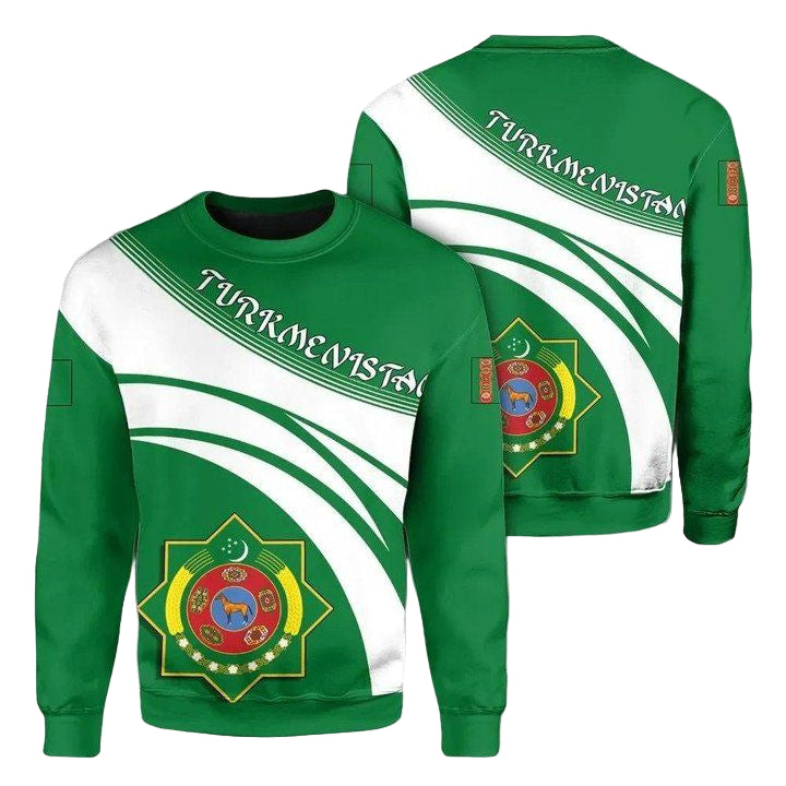 Turkmenistan Coat Of Arms Sweater Cricket Style J5W ? Usalast
