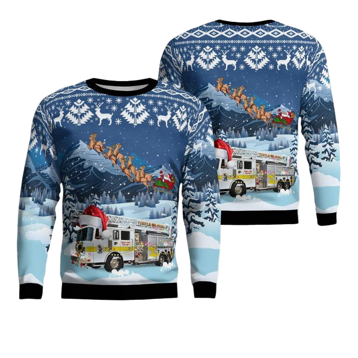 Turtle Creek Fire Department Turtle Creek Pennsylvania Christmas AOP Sweater ? Usalast