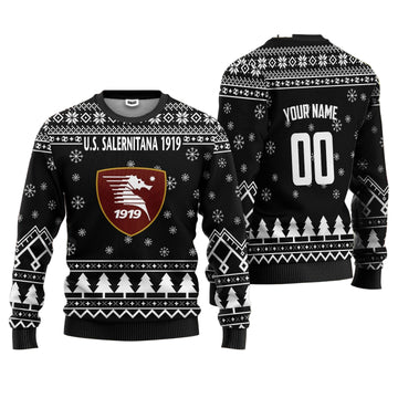 U.S. Salernitana 1919 Personalized Ugly Christmas Sweater Black Version ? Usalast