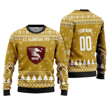 U.S. Salernitana 1919 Personalized Ugly Christmas Sweater Gold Version ? Usalast