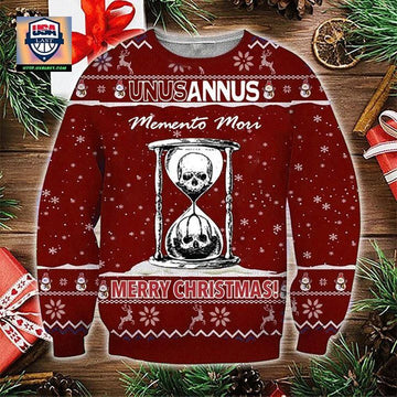 Unus Annus Skull Sweater Memento Mori Ugly Christmas Sweater Unus Annus Merch ? Usalast