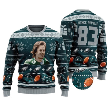 Vince Papale 83 Philadelphia Eagles Nfl Christmas Sweater ? Usalast