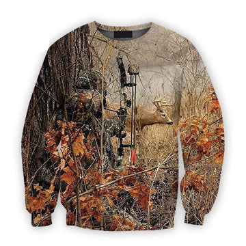Viticstore Deers Hunting Falling Leaves 3D Brown Shade All Over Printed 3Xl Sweater For Hunter ? Usalast