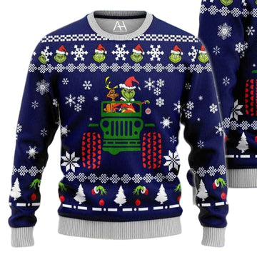 With Dog Driving Jeep Jeep The Grinch 3d Ugly Christmas Sweater ? Usalast