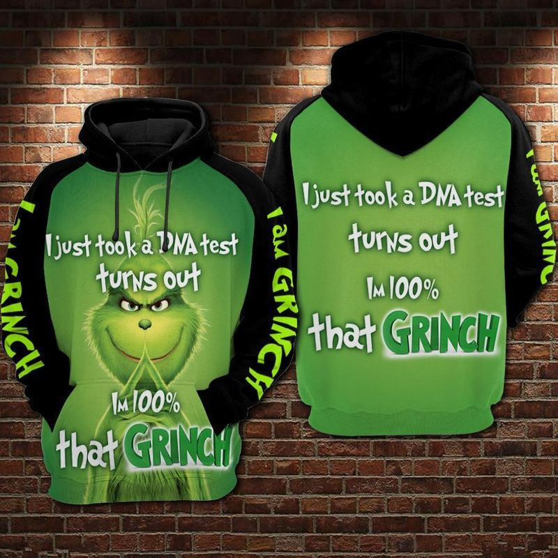 100% Grinch In My Dna Over Print 3d Hoodie Zip Hoodie 170