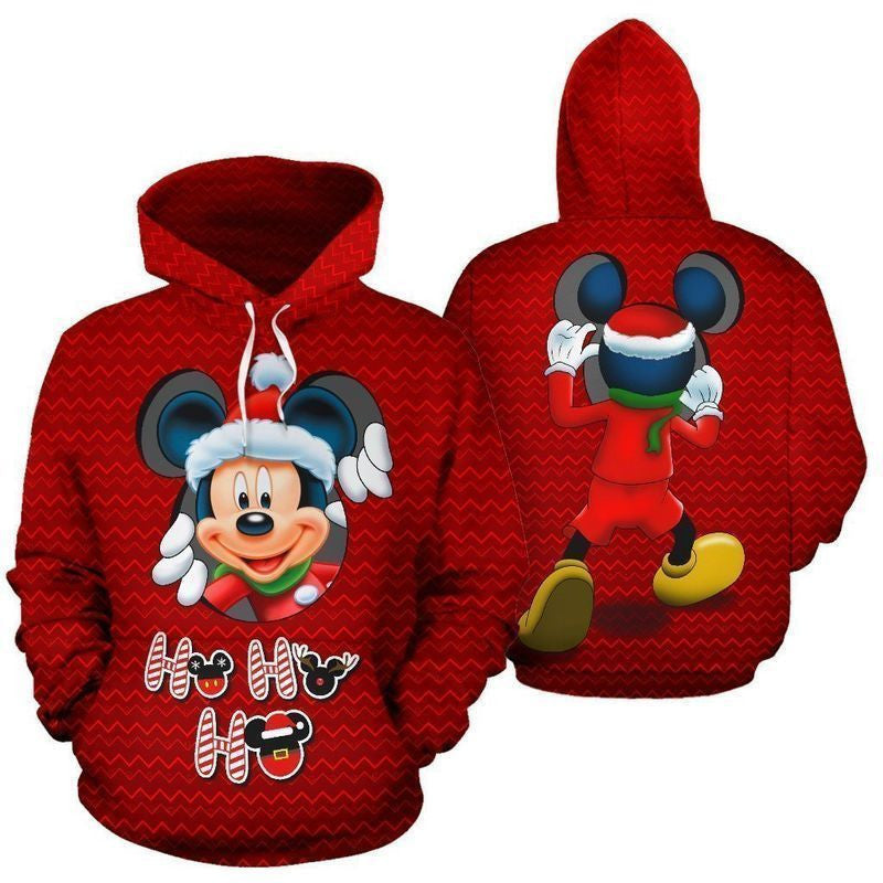 Mickey Mouse Santa Claus Ho Ho Ho Over Print 3d Hoodie Zip Hoodie 589