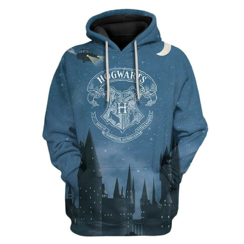 Harry Potter Hoodie Hogwarts Crest At Night 3d Hoodie Zip Hoodie