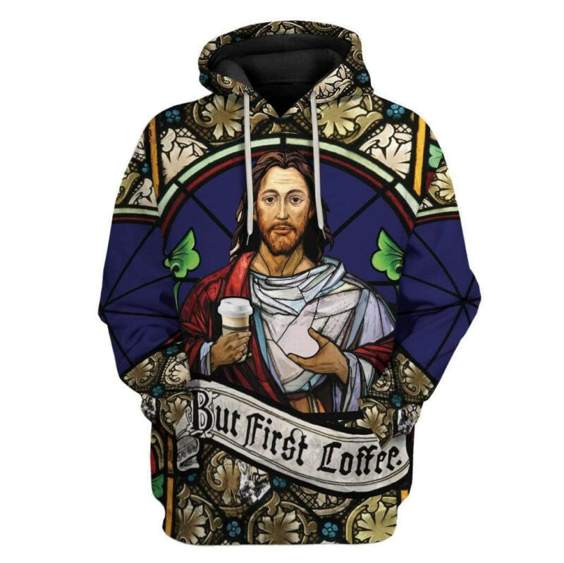 But First Coffee Jesus Love Coffee Blue Coffee Lover International 3d Hoodie Zip Hoodie