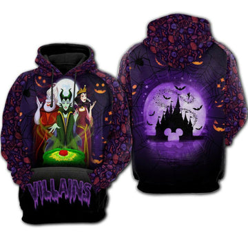 Disney Villains Maleficent Ursula Evil Queen Halloween 3d Hoodie Zip Hoodie