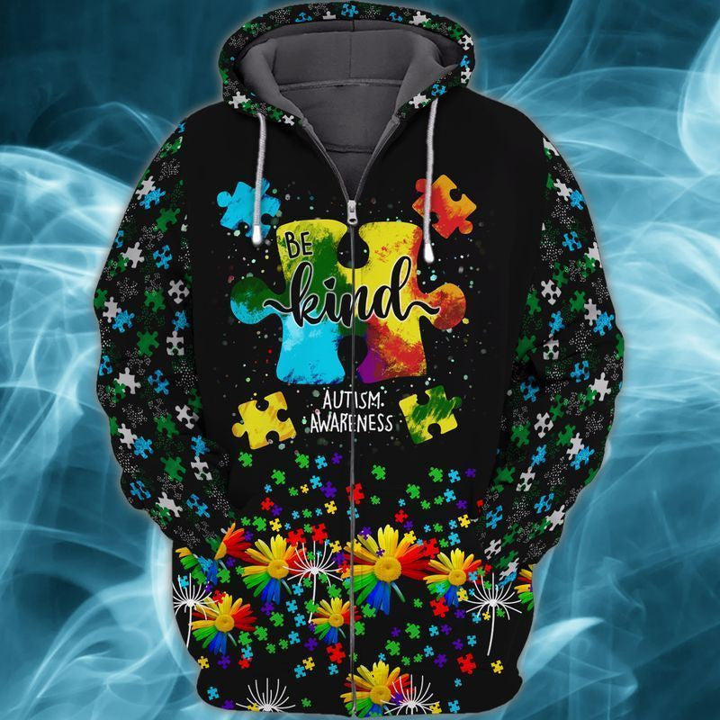Autism Awareness Autism Be Kind For Men And Women 3d Hoodie Zip Hoodie