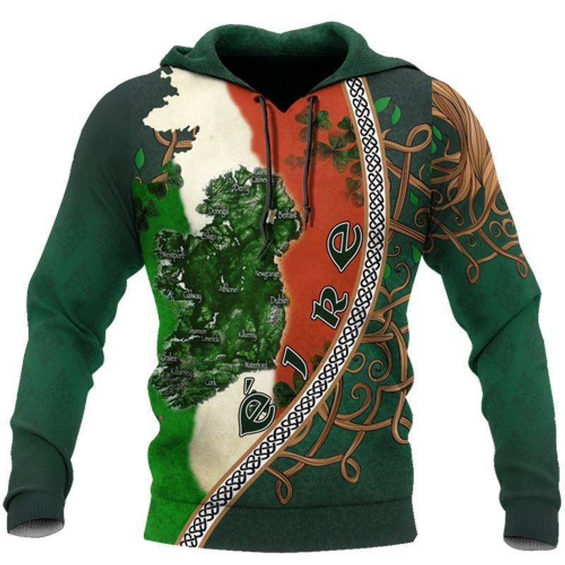 Eire Shamrock Irish Saint Color Full 3d Hoodie