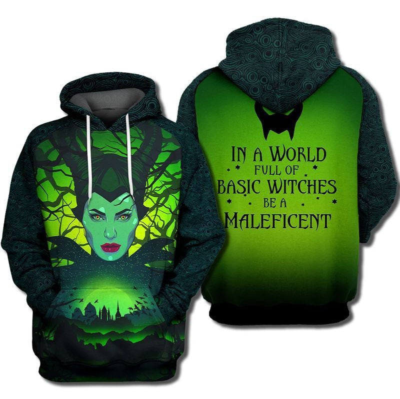Maleficent Disney Over Print 3d Hoodie Zip Hoodie