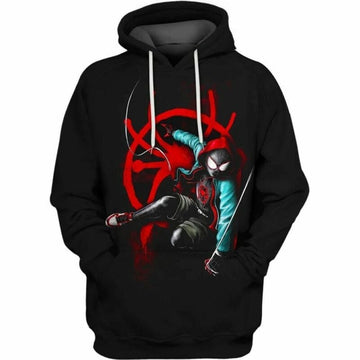 Miles Morales Spiderman Over Print 3d Hoodie Zip Hoodie