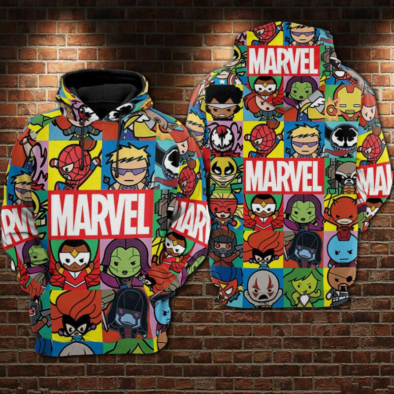 Marvel Cartoon 3d Hoodie Zip Hoodie