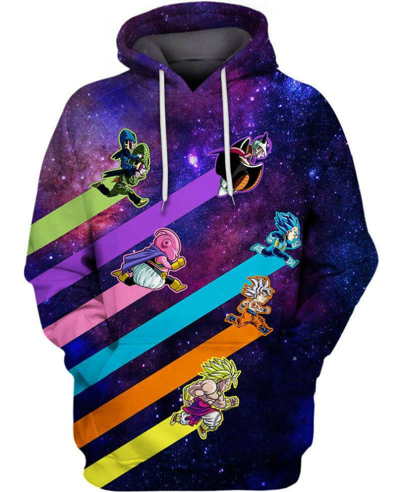 Dragon Ball Hoodie Lines Colors Of Dragon Ball Characters Galaxy Blue Hoodie Zip Hoodie
