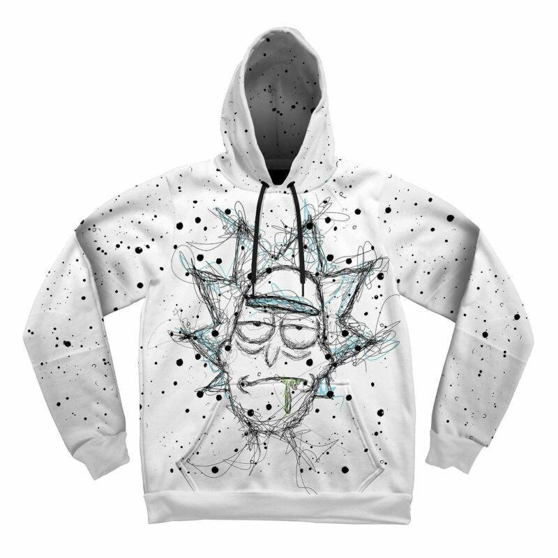 Scribble Rick Cartoon And Morty Gift For Men And Women Over Print 3d Hoodie Zip Hoodie