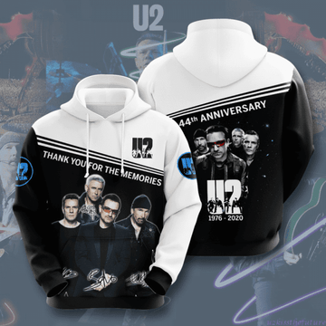 U2 44th Anniversary 1976 2020 Signature Design Gift For Fan Custom 3d Hoodie All Over Printed Hoodie