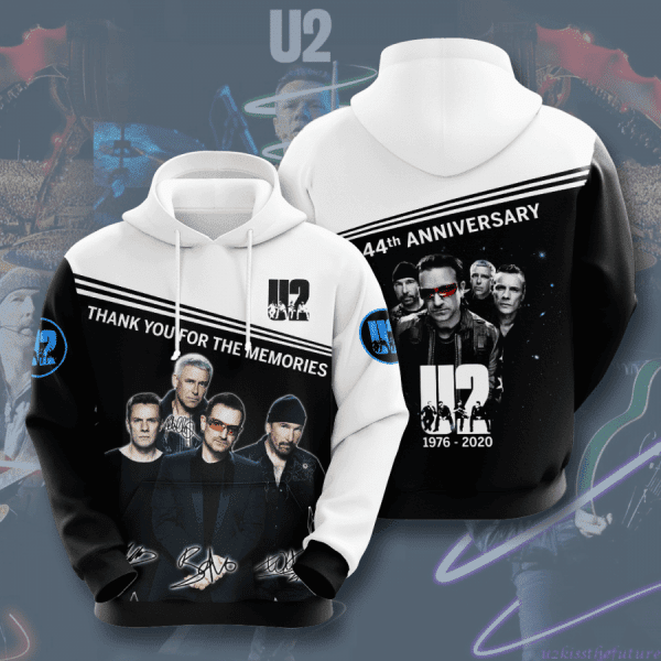 U2 44th Anniversary 1976 2020 Signature Design Gift For Fan Custom 3d Hoodie All Over Printed Hoodie