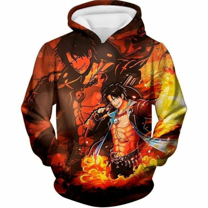 One Piece Whitebeard Pirate Commander Fire Fist Ace Over Print 3d Hoodie Zip Hoodie